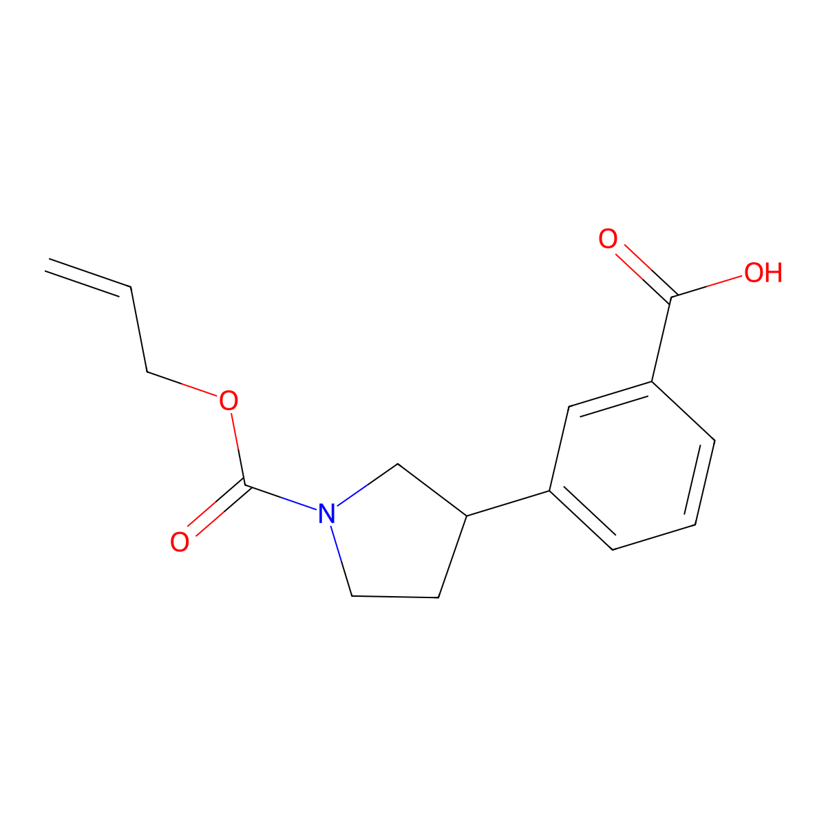 3-{1-[(Prop-2-en-1-yloxy)carbonyl]pyrrolidin-3-yl}benzoic acid molecular structure, CAS 2680669-72-9