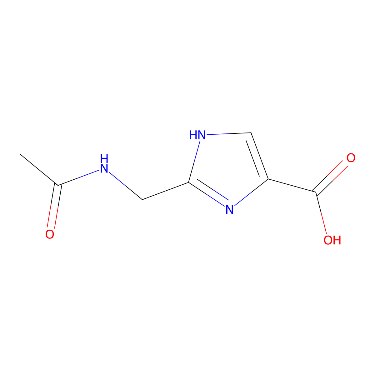 2-(acetamidomethyl)-1H-imidazole-4-carboxylic acid molecular structure, CAS 2680669-79-6