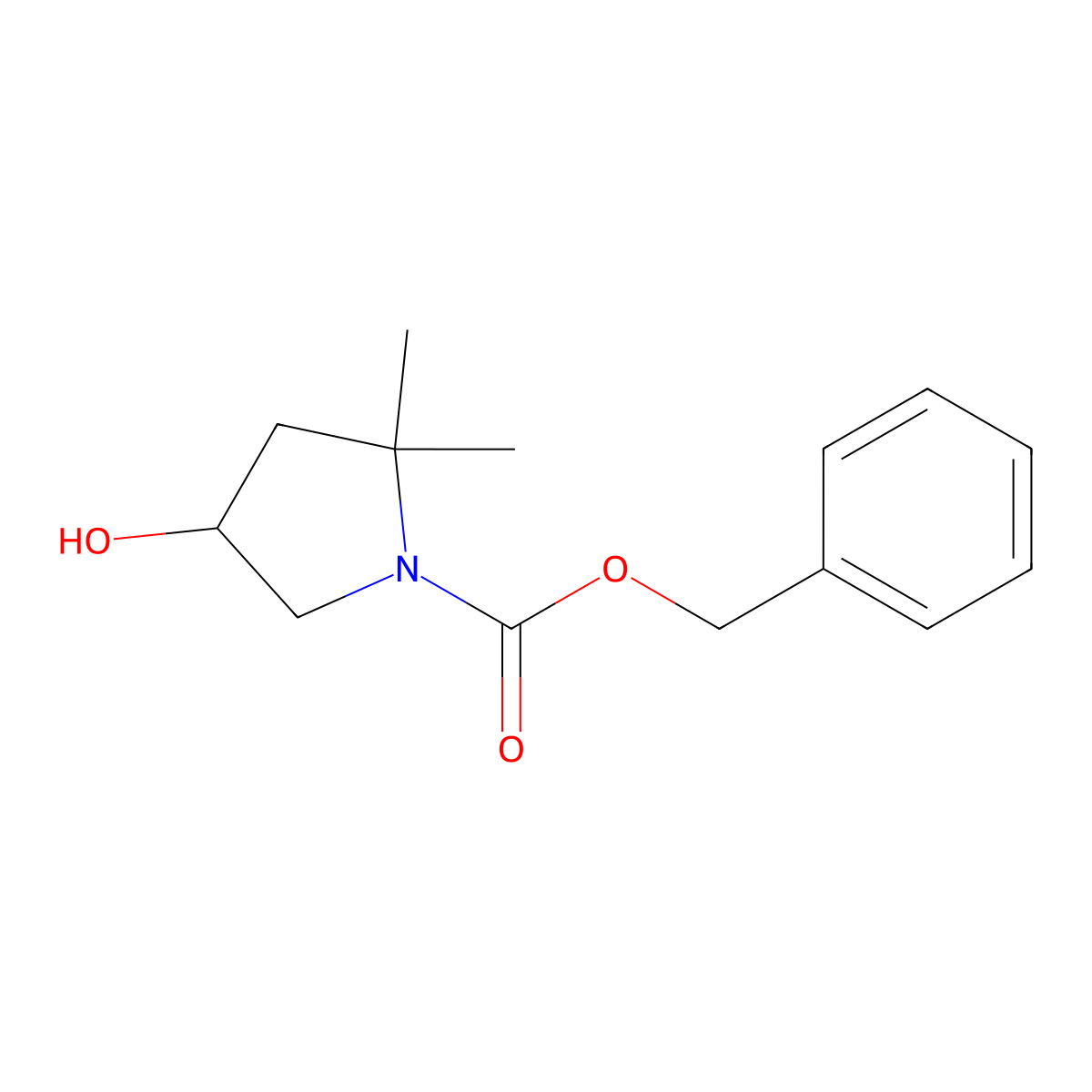Benzyl 4-hydroxy-2,2-dimethylpyrrolidine-1-carboxylate molecular structure, CAS 2680669-80-9