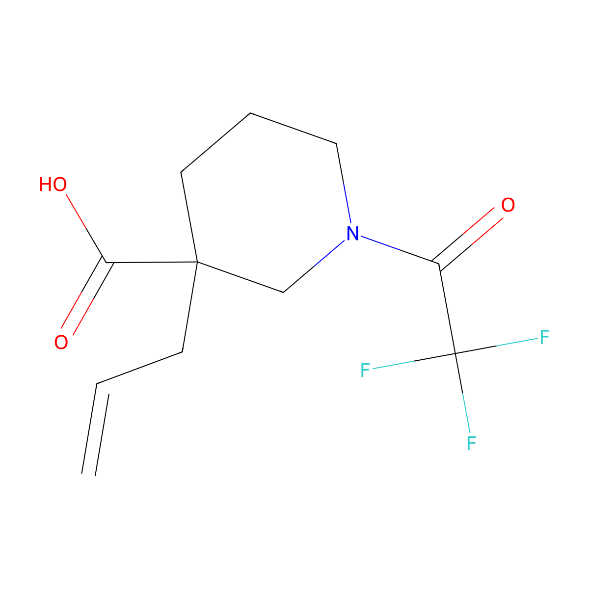 3-(Prop-2-en-1-yl)-1-(2,2,2-trifluoroacetyl)piperidine-3-carboxylic acid molecular structure, CAS 2680669-92-3
