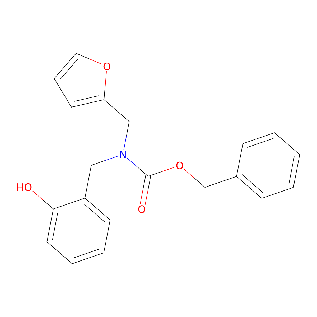 benzyl N-[(furan-2-yl)methyl]-N-[(2-hydroxyphenyl)methyl]carbamate molecular structure, CAS 2680669-96-7