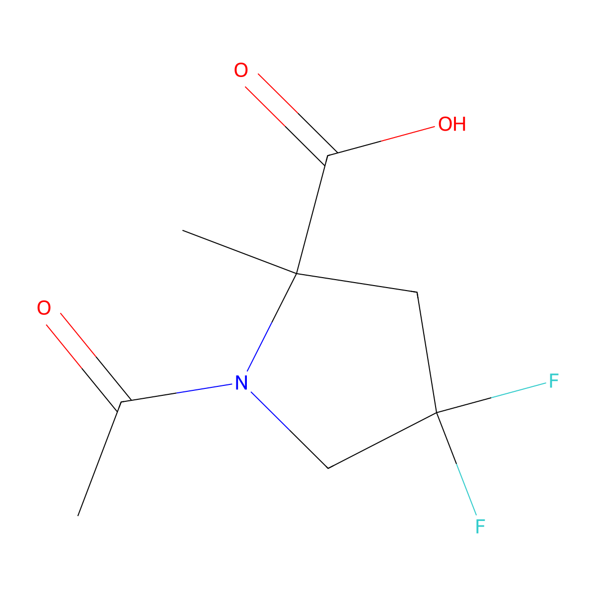 1-Acetyl-4,4-difluoro-2-methylpyrrolidine-2-carboxylic acid molecular structure, CAS 2680669-97-8