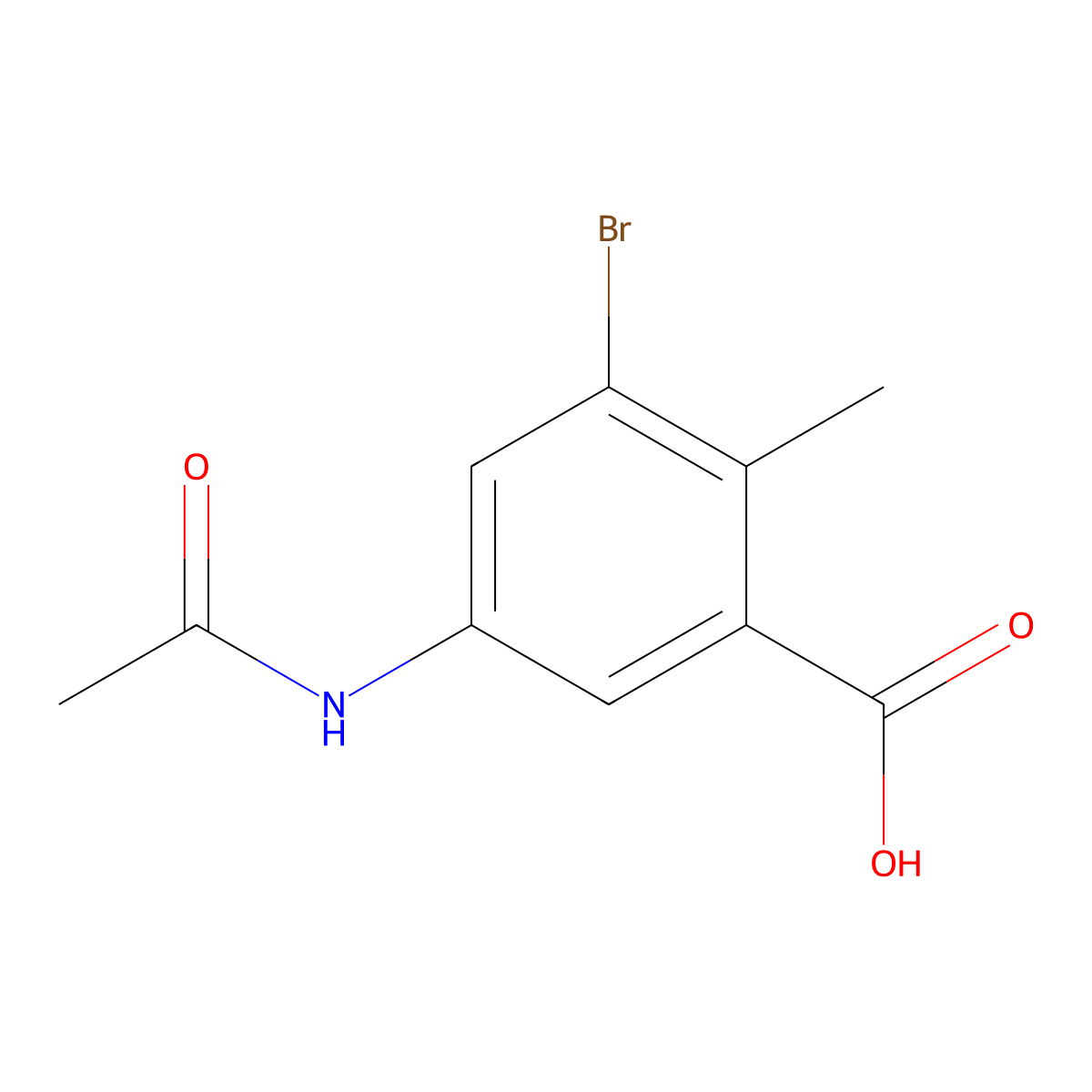3-Bromo-5-acetamido-2-methylbenzoic acid molecular structure, CAS 2680670-04-4