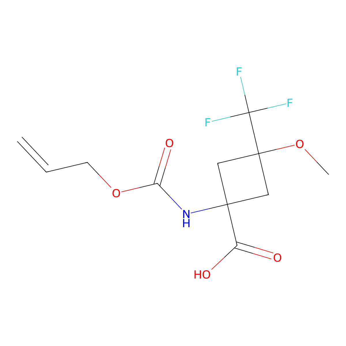 3-Methoxy-1-{[(prop-2-en-1-yloxy)carbonyl]amino}-3-(trifluoromethyl)cyclobutane-1-carboxylic acid molecular structure, CAS 2680670-06-6