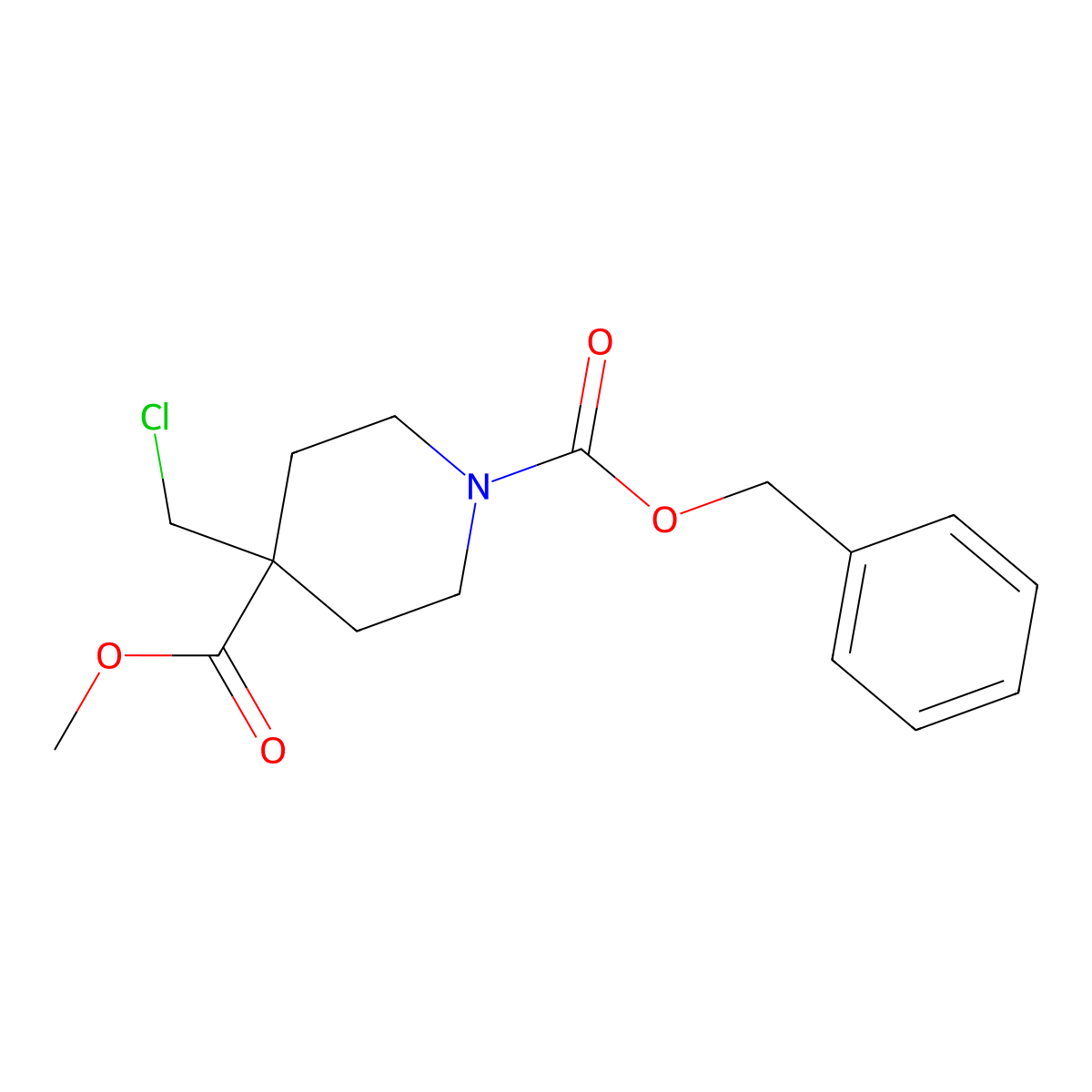 1-Benzyl 4-methyl 4-(chloromethyl)piperidine-1,4-dicarboxylate molecular structure, CAS 2680670-16-8