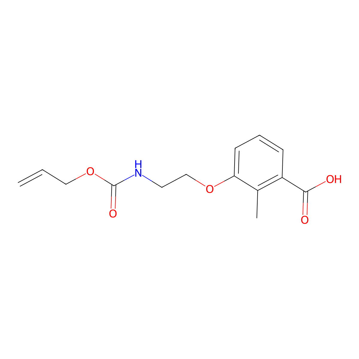 2-Methyl-3-(2-{[(prop-2-en-1-yloxy)carbonyl]amino}ethoxy)benzoic acid molecular structure, CAS 2680670-17-9