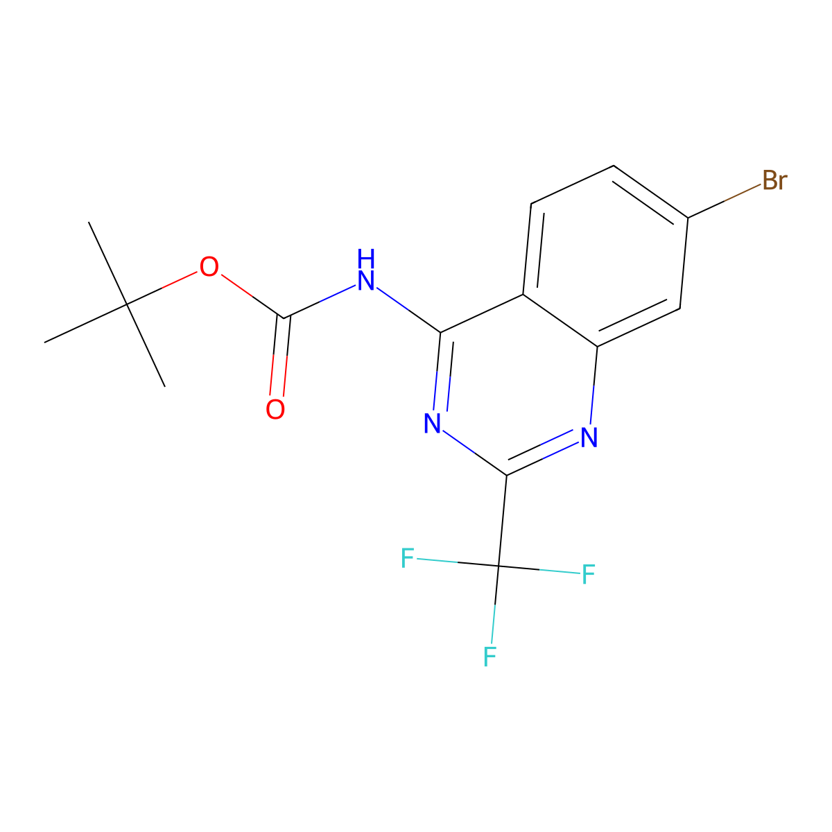 tert-butyl N-[7-bromo-2-(trifluoromethyl)quinazolin-4-yl]carbamate molecular structure, CAS 2680670-34-0
