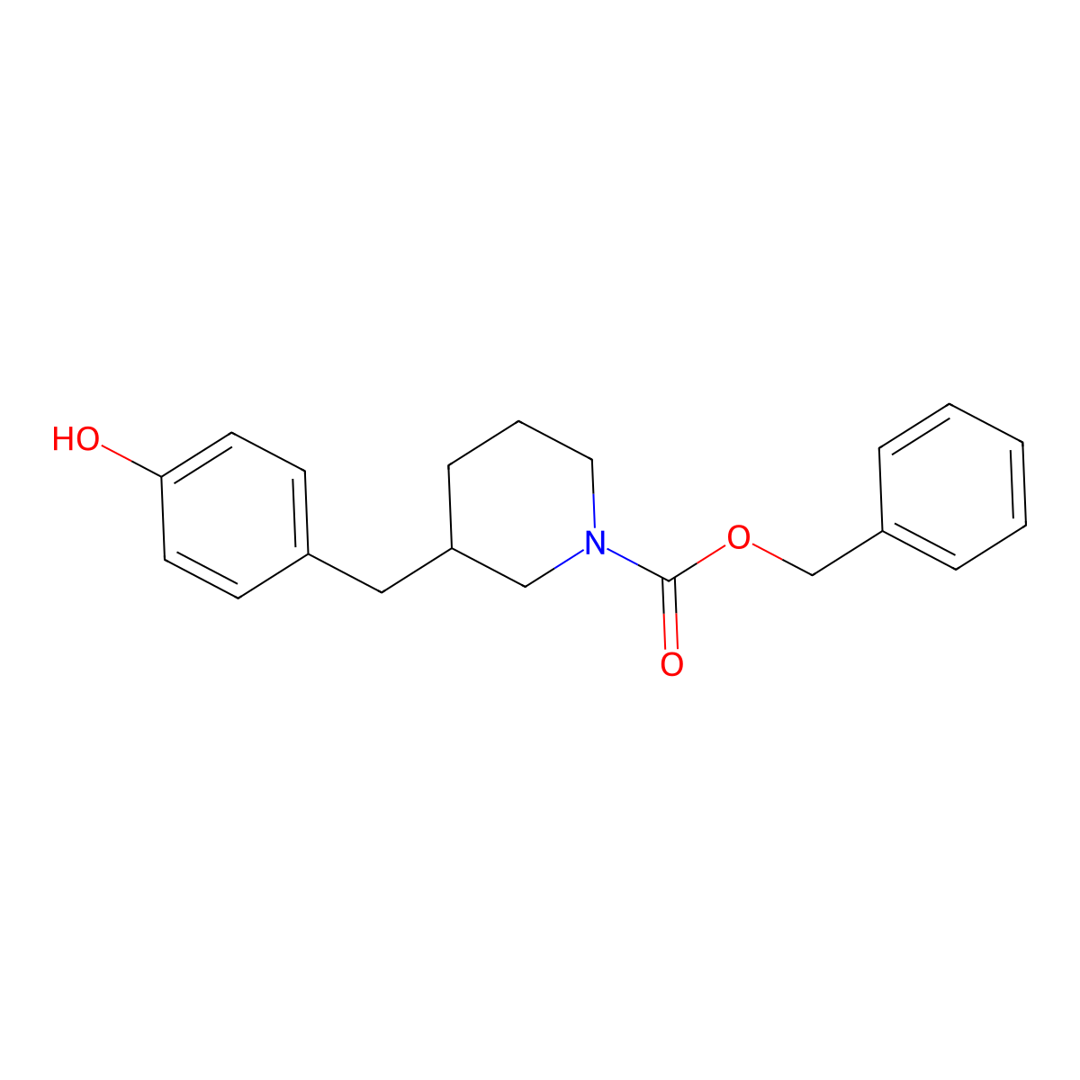 Benzyl 3-[(4-hydroxyphenyl)methyl]piperidine-1-carboxylate molecular structure, CAS 2680670-46-4