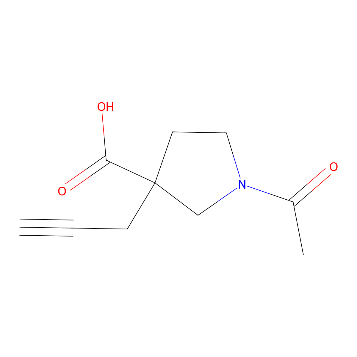 1-Acetyl-3-(prop-2-yn-1-yl)pyrrolidine-3-carboxylic acid molecular structure, CAS 2680670-49-7