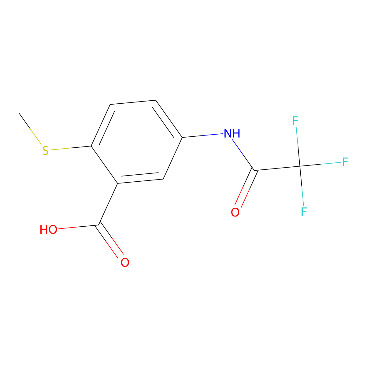 2-(Methylsulfanyl)-5-(2,2,2-trifluoroacetamido)benzoic acid molecular structure, CAS 2680670-50-0