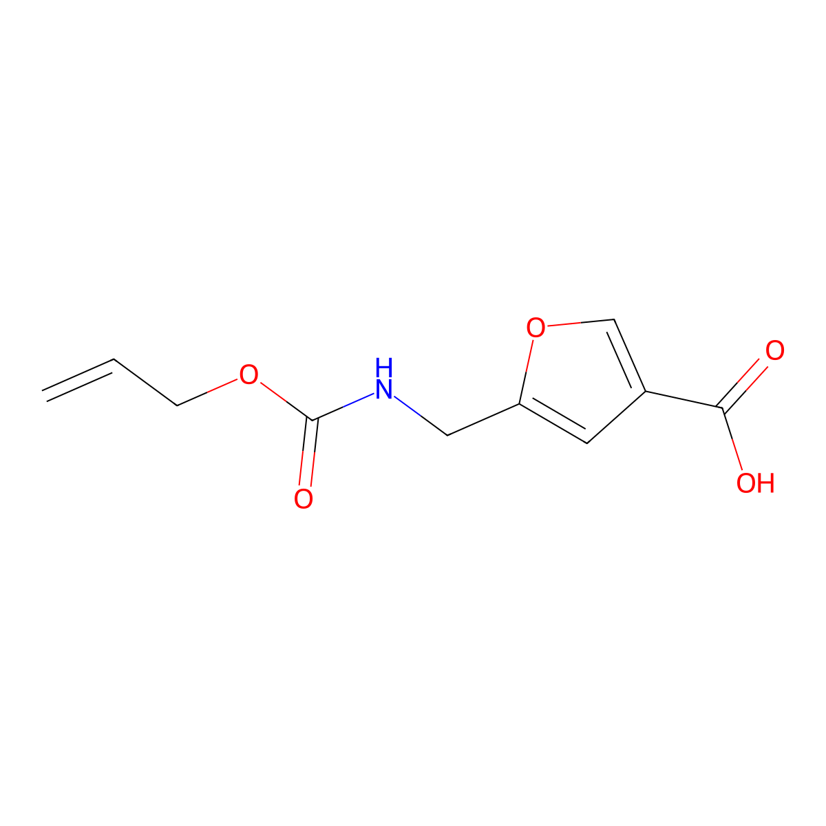 5-({[(Prop-2-en-1-yloxy)carbonyl]amino}methyl)furan-3-carboxylic acid molecular structure, CAS 2680670-53-3