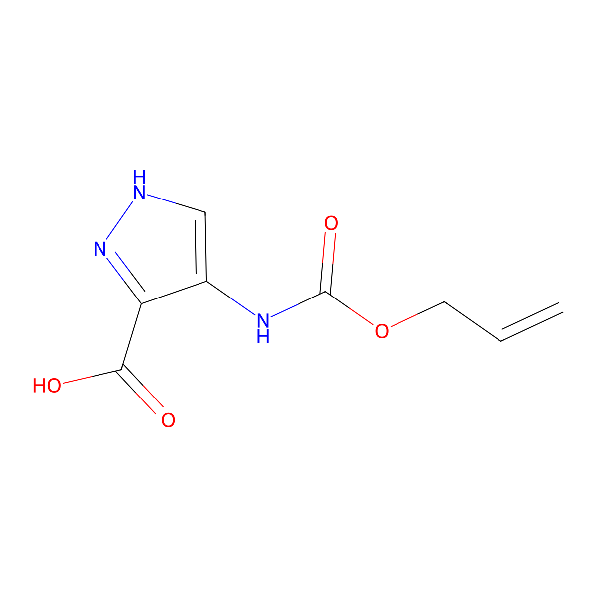 4-{[(prop-2-en-1-yloxy)carbonyl]amino}-1H-pyrazole-3-carboxylic acid molecular structure, CAS 2680670-57-7