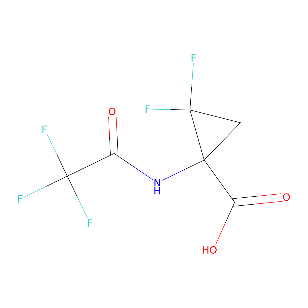 2,2-Difluoro-1-(2,2,2-trifluoroacetamido)cyclopropane-1-carboxylic acid molecular structure, CAS 2680670-58-8