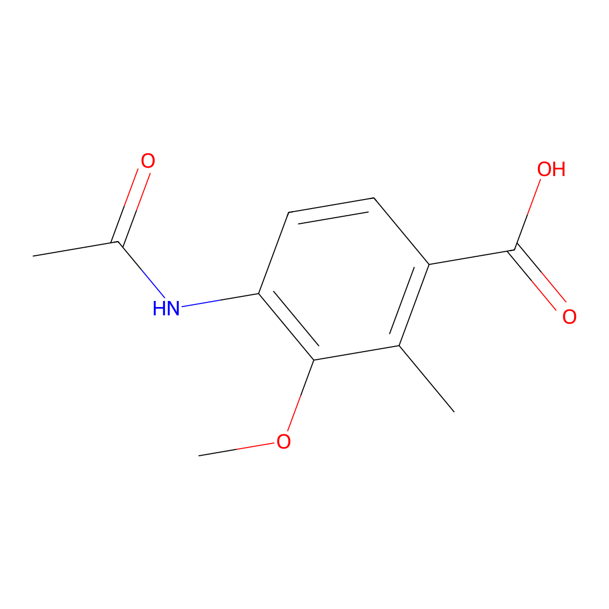 4-Acetamido-3-methoxy-2-methylbenzoic acid molecular structure, CAS 2680670-59-9