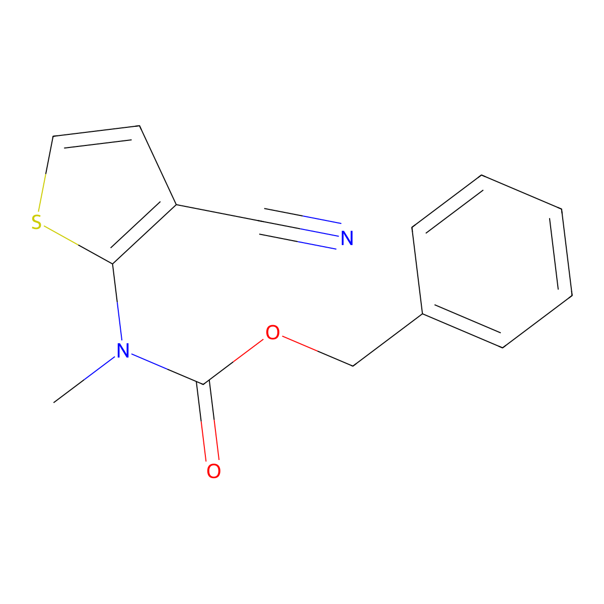 benzyl N-(3-cyanothiophen-2-yl)-N-methylcarbamate molecular structure, CAS 2680670-72-6