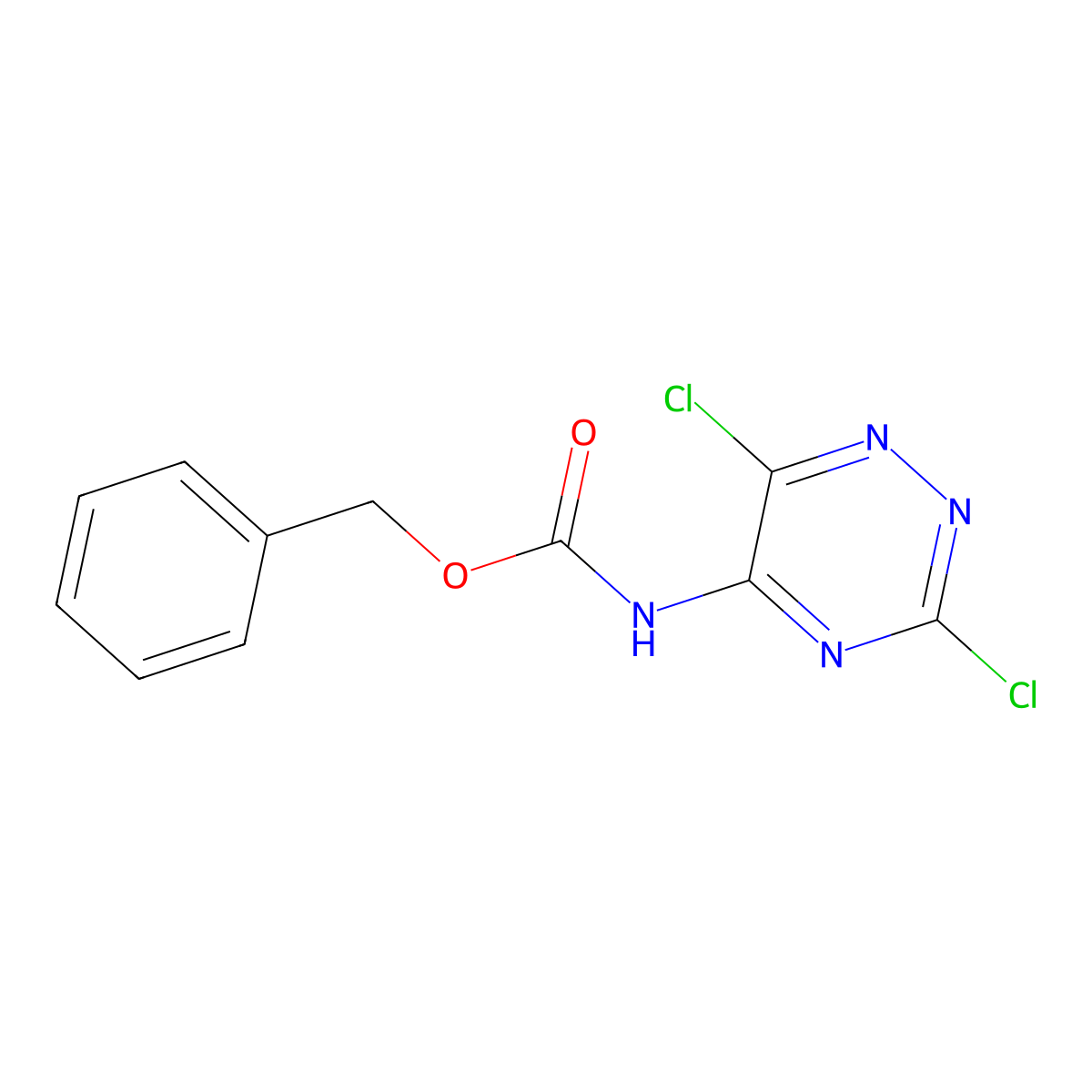 benzyl N-(3,6-dichloro-1,2,4-triazin-5-yl)carbamate molecular structure, CAS 2680670-77-1