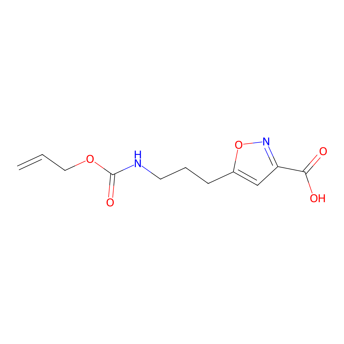 5-(3-{[(Prop-2-en-1-yloxy)carbonyl]amino}propyl)-1,2-oxazole-3-carboxylic acid molecular structure, CAS 2680670-80-6