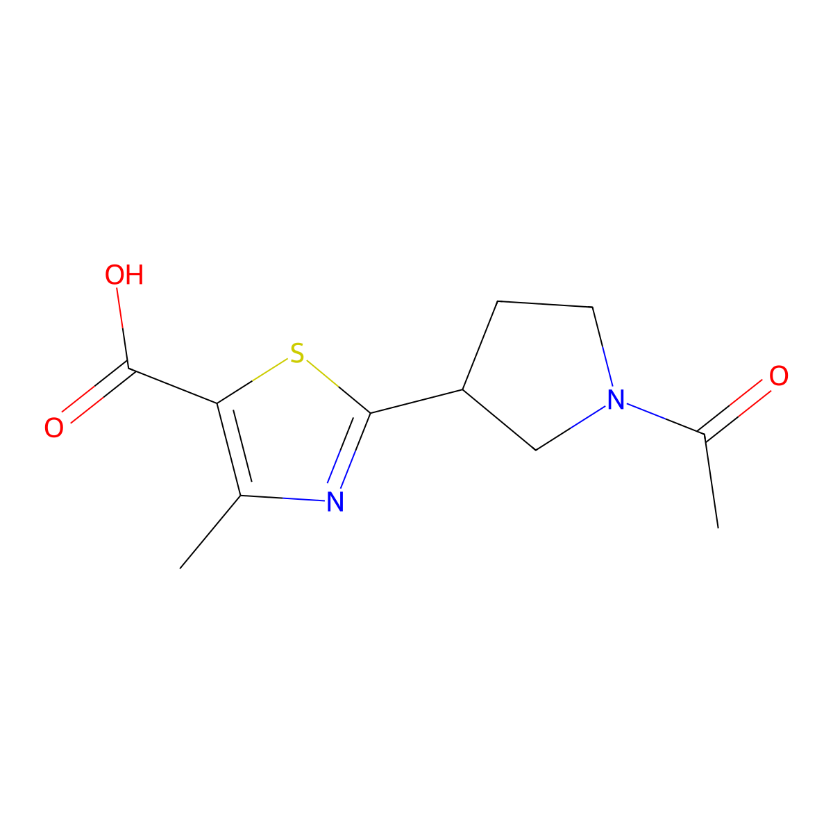 2-(1-Acetylpyrrolidin-3-yl)-4-methyl-1,3-thiazole-5-carboxylic acid molecular structure, CAS 2680670-83-9
