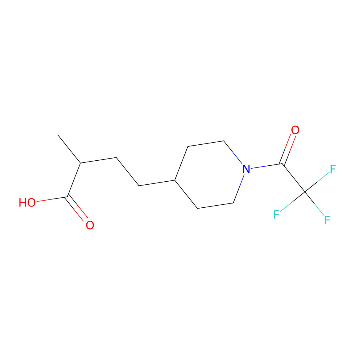 2-Methyl-4-[1-(2,2,2-trifluoroacetyl)piperidin-4-yl]butanoic acid molecular structure, CAS 2680670-93-1