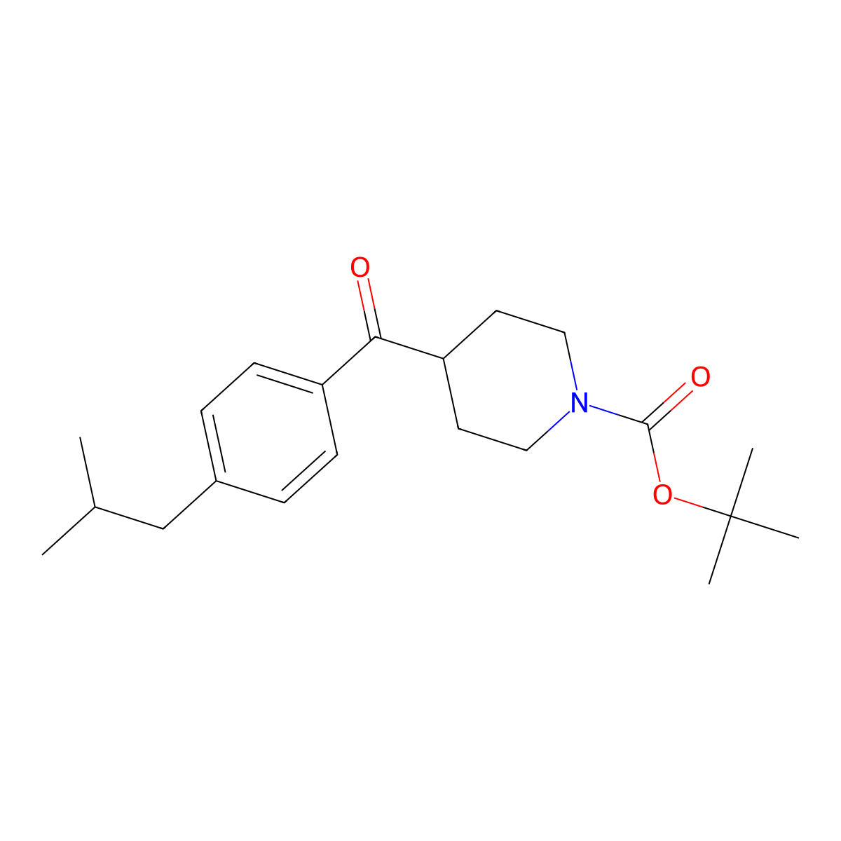 Tert-butyl 4-[4-(2-methylpropyl)benzoyl]piperidine-1-carboxylate molecular structure, CAS 2680670-95-3