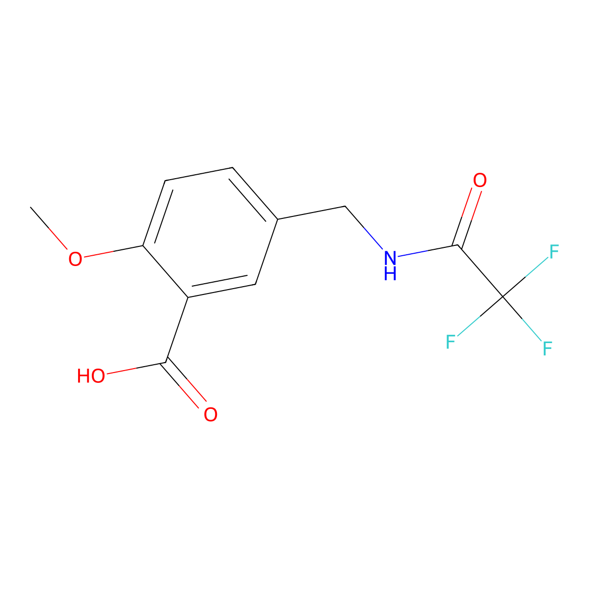 2-Methoxy-5-[(2,2,2-trifluoroacetamido)methyl]benzoic acid molecular structure, CAS 2680671-06-9