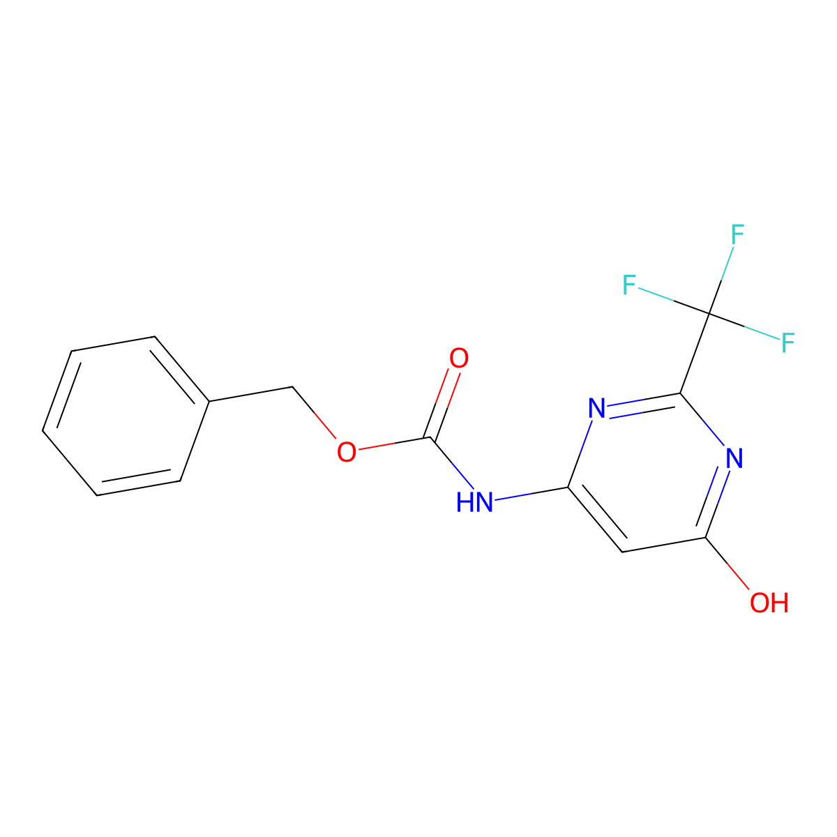 benzyl N-[6-hydroxy-2-(trifluoromethyl)pyrimidin-4-yl]carbamate molecular structure, CAS 2680671-13-8