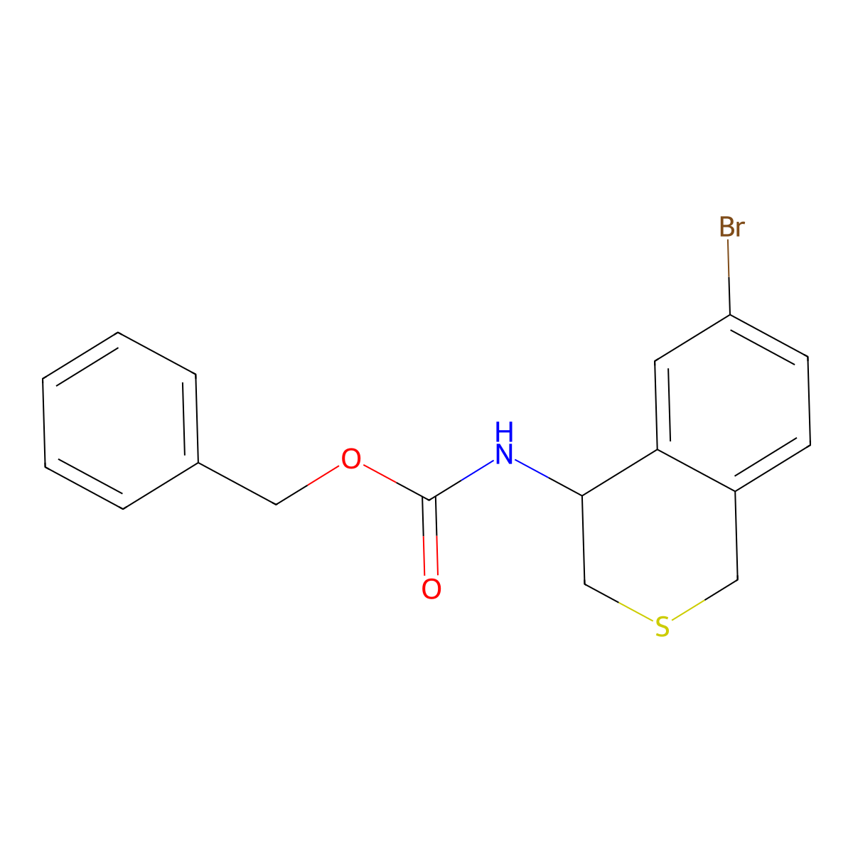 benzyl N-(6-bromo-3,4-dihydro-1H-2-benzothiopyran-4-yl)carbamate molecular structure, CAS 2680671-18-3