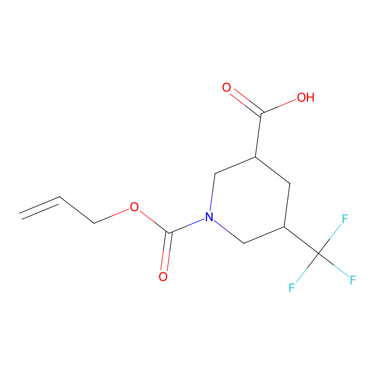 1-[(Prop-2-en-1-yloxy)carbonyl]-5-(trifluoromethyl)piperidine-3-carboxylic acid molecular structure, CAS 2680671-20-7