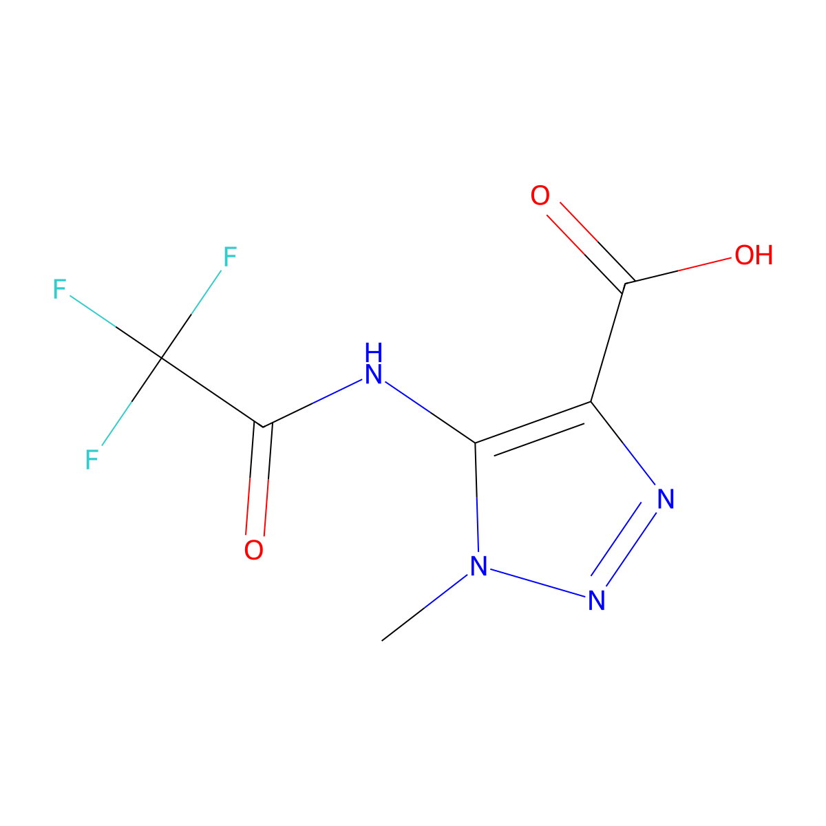 1-methyl-5-(2,2,2-trifluoroacetamido)-1H-1,2,3-triazole-4-carboxylic acid molecular structure, CAS 2680671-22-9