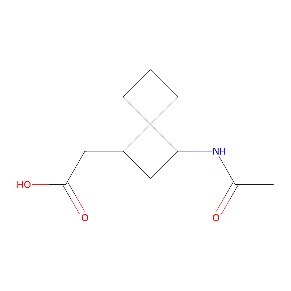 2-{3-Acetamidospiro[3.3]heptan-1-yl}acetic acid molecular structure, CAS 2680671-26-3