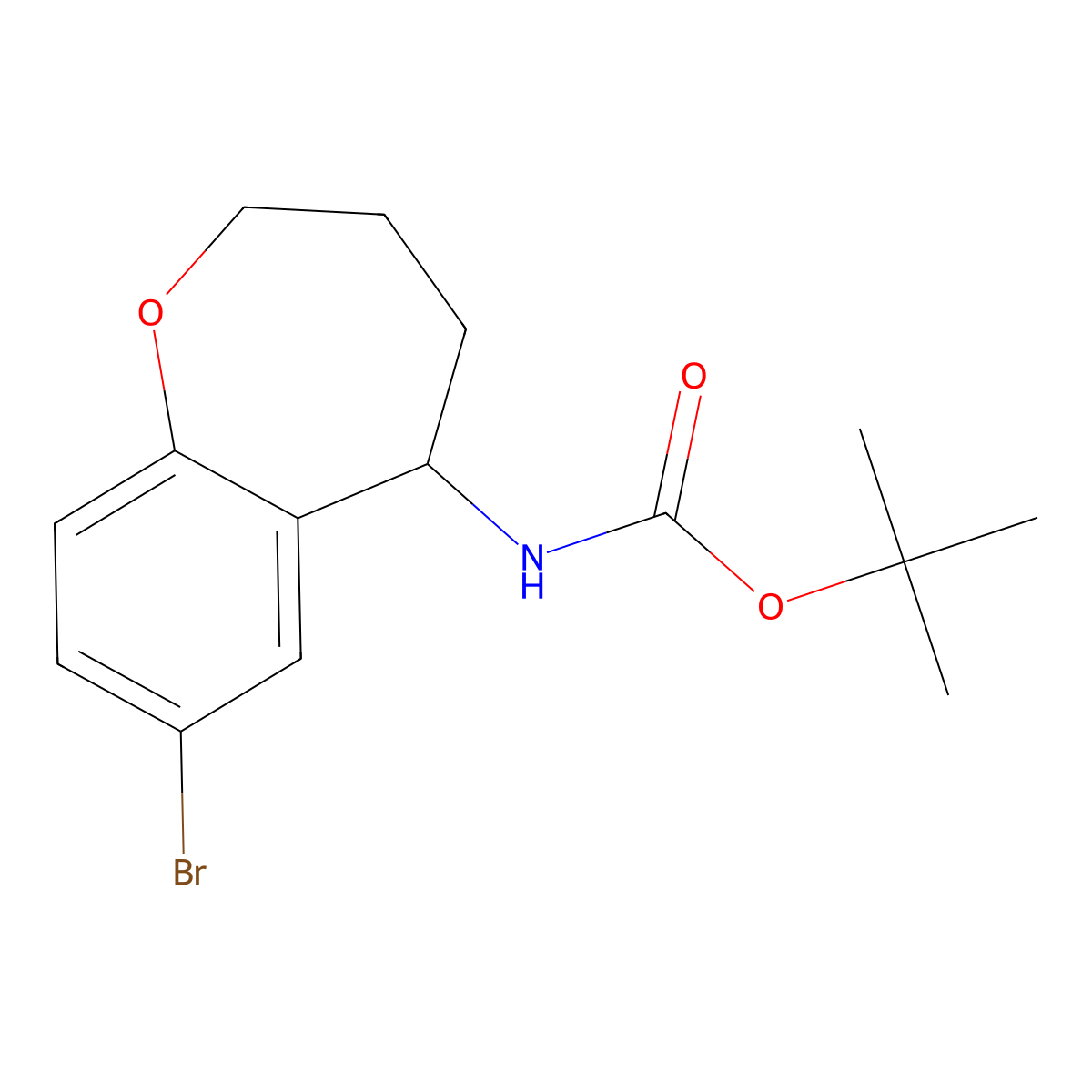 tert-butyl N-(7-bromo-2,3,4,5-tetrahydro-1-benzoxepin-5-yl)carbamate molecular structure, CAS 2680671-33-2