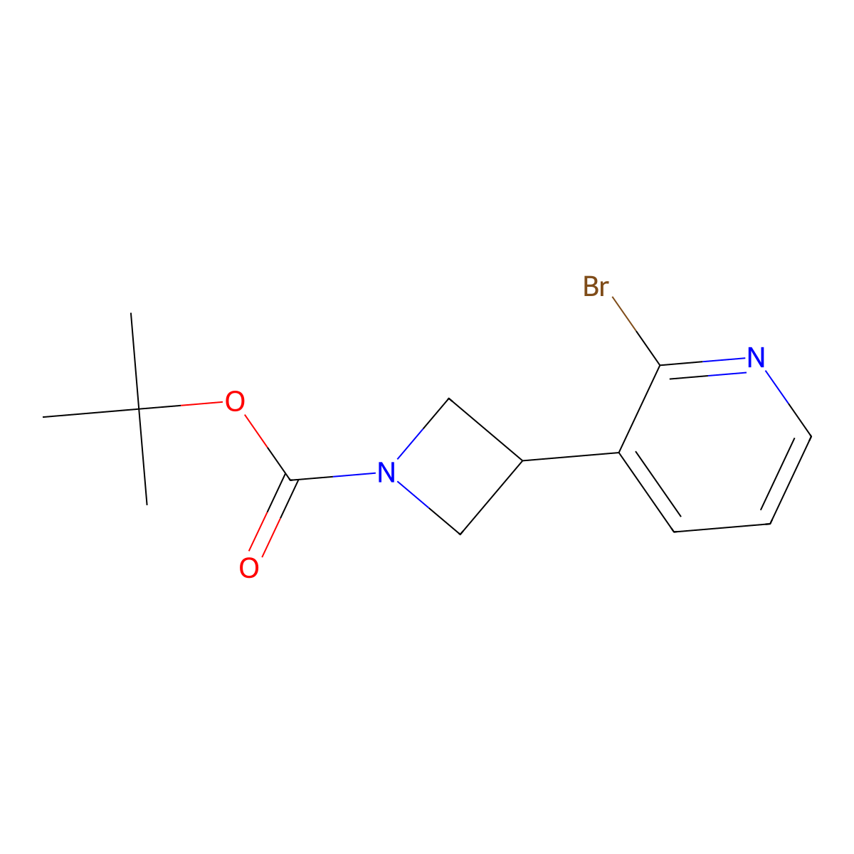Tert-butyl 3-(2-bromopyridin-3-yl)azetidine-1-carboxylate molecular structure, CAS 2680671-34-3