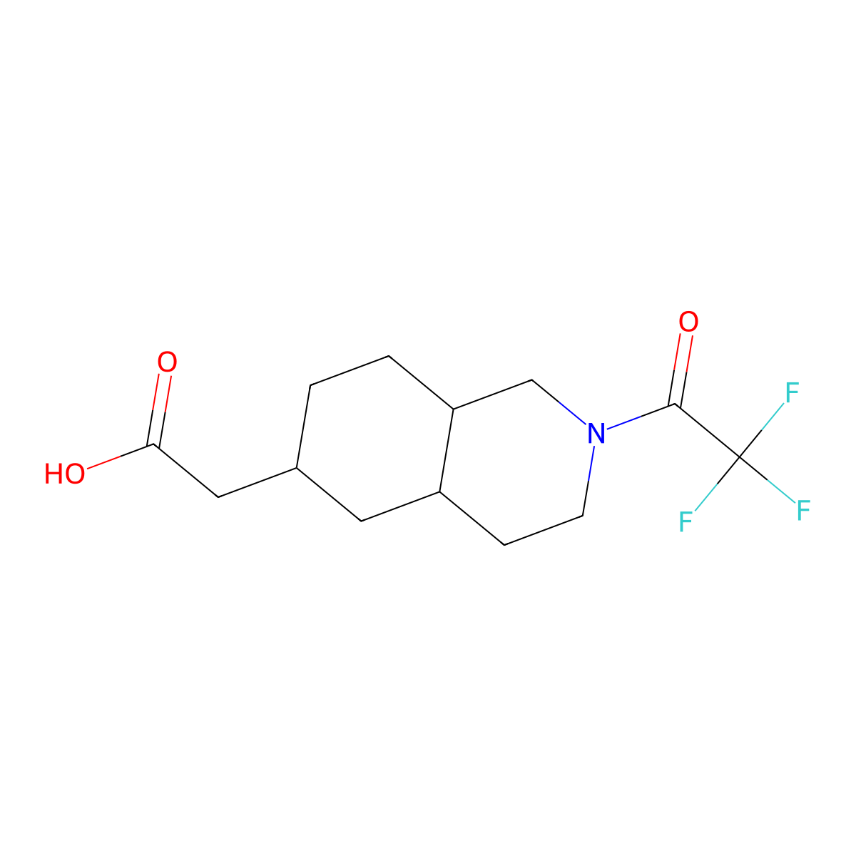 2-[2-(2,2,2-Trifluoroacetyl)-decahydroisoquinolin-6-yl]acetic acid molecular structure, CAS 2680671-42-3