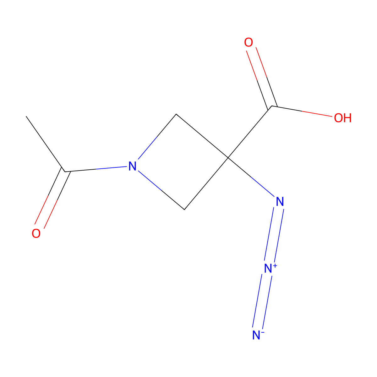 1-Acetyl-3-azidoazetidine-3-carboxylic acid molecular structure, CAS 2680671-44-5