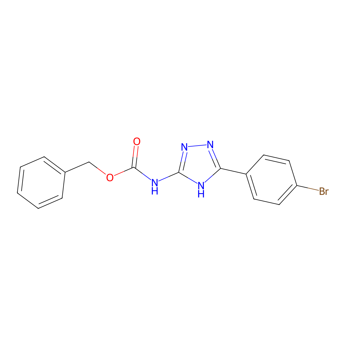 benzyl N-[5-(4-bromophenyl)-4H-1,2,4-triazol-3-yl]carbamate molecular structure, CAS 2680671-46-7
