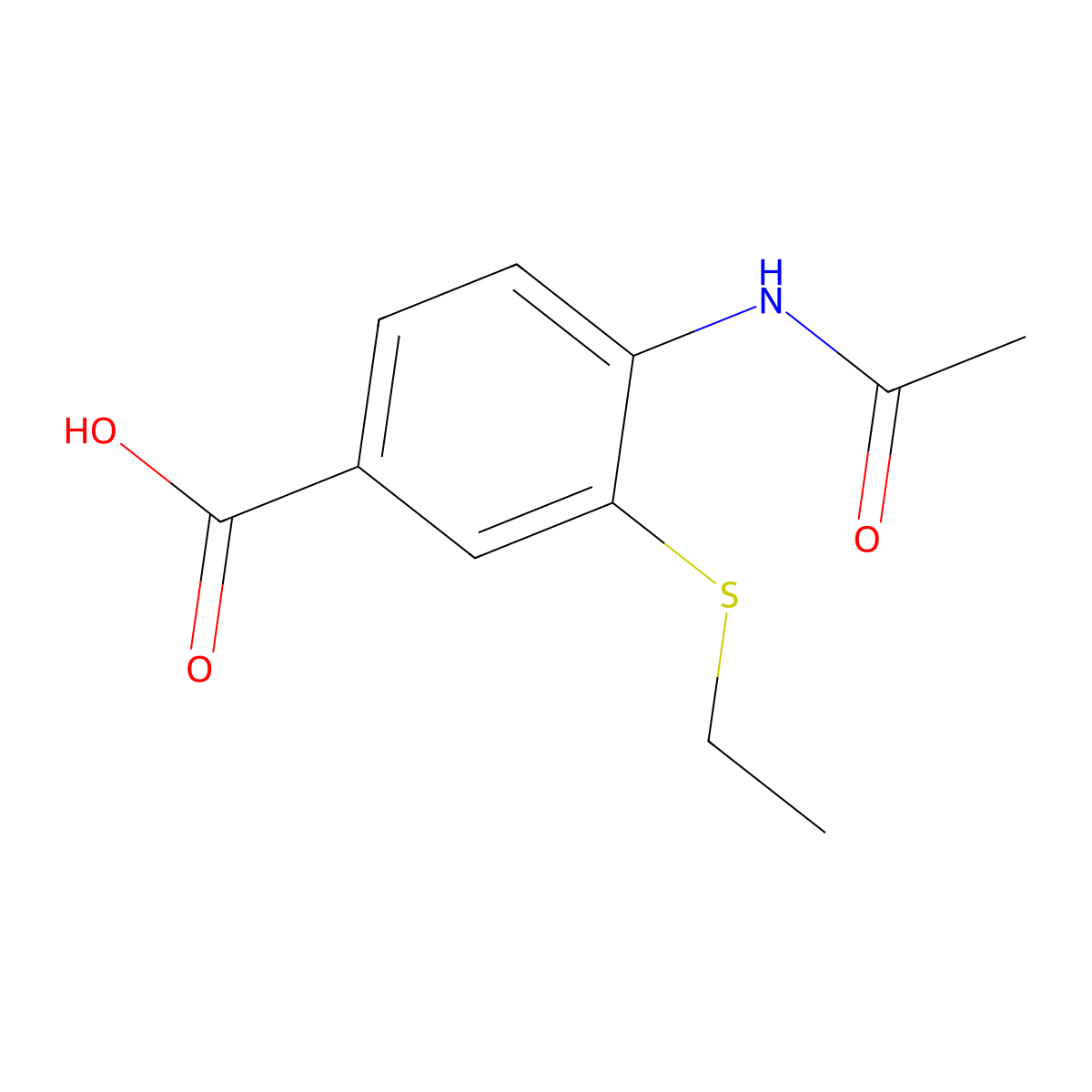 4-Acetamido-3-(ethylsulfanyl)benzoic acid molecular structure, CAS 2680671-47-8