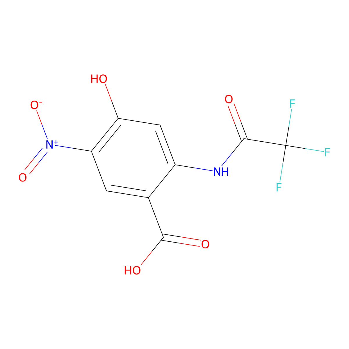 4-Hydroxy-5-nitro-2-(2,2,2-trifluoroacetamido)benzoic acid molecular structure, CAS 2680671-51-4