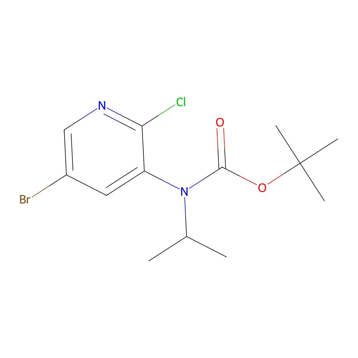 tert-butyl N-(5-bromo-2-chloropyridin-3-yl)-N-(propan-2-yl)carbamate molecular structure, CAS 2680671-56-9