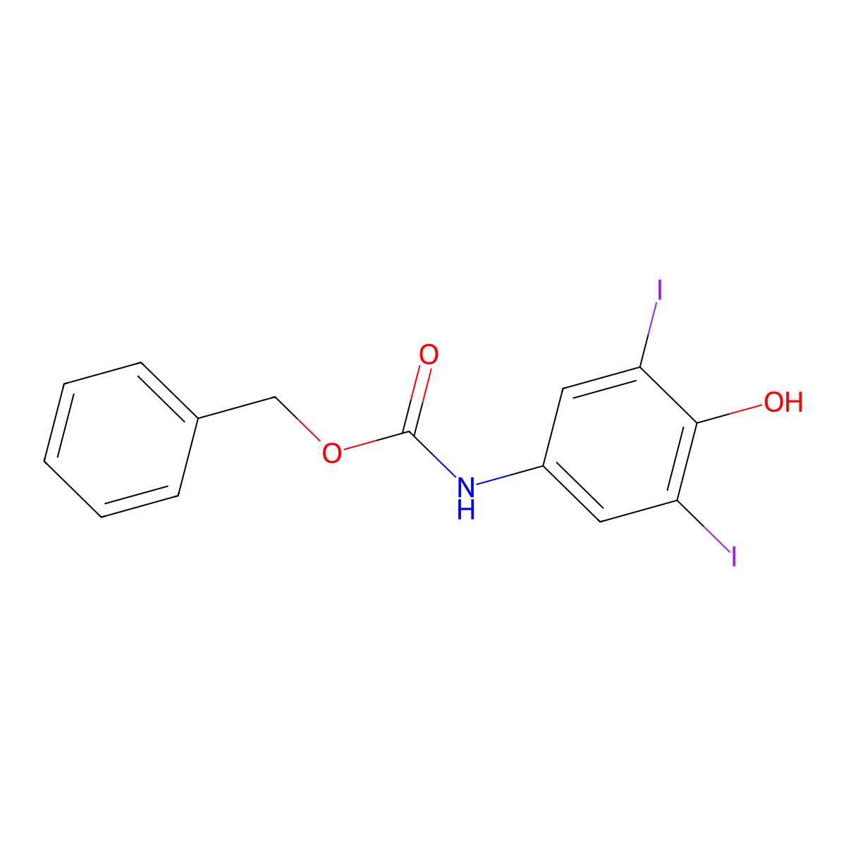 benzyl N-(4-hydroxy-3,5-diiodophenyl)carbamate molecular structure, CAS 2680671-57-0