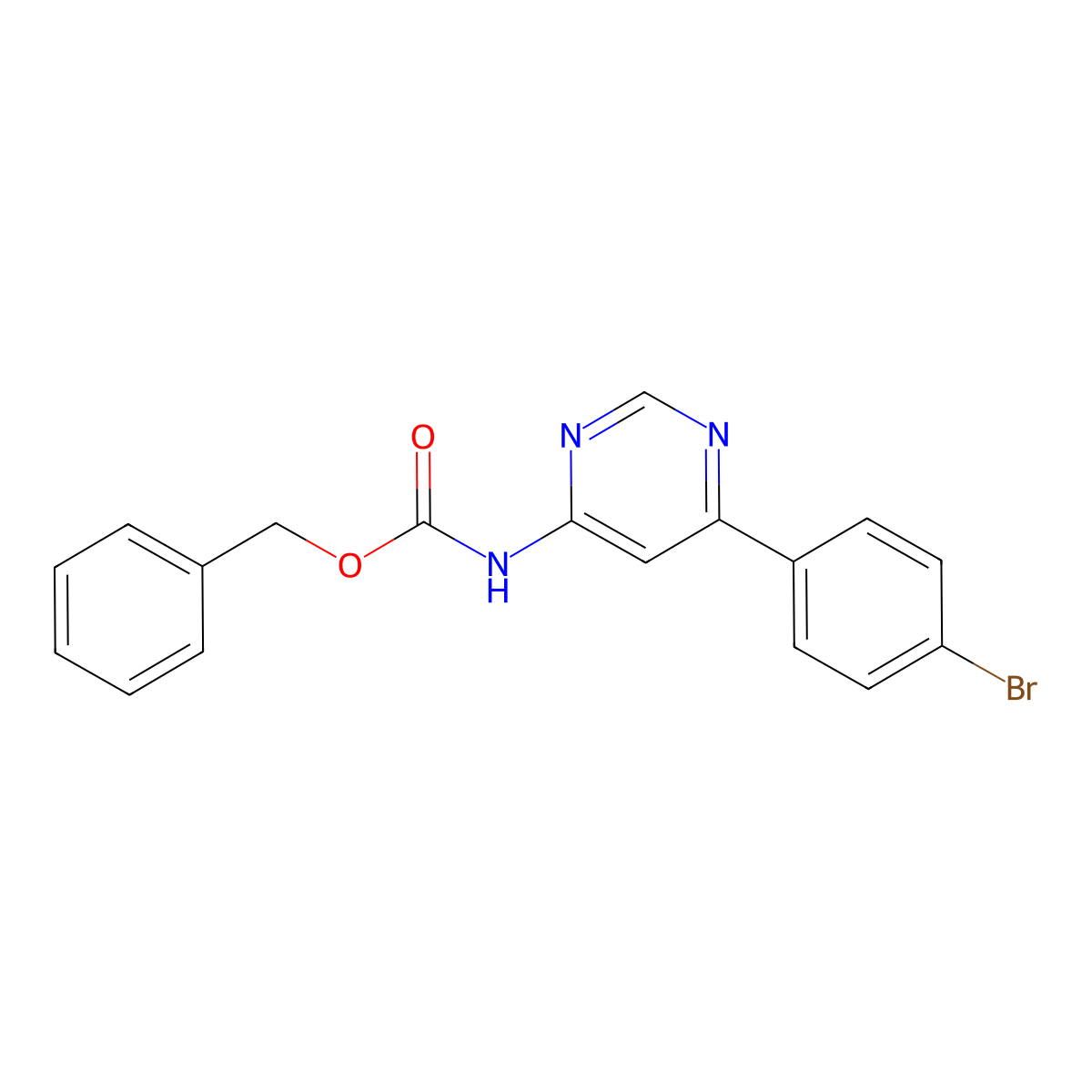 benzyl N-[6-(4-bromophenyl)pyrimidin-4-yl]carbamate molecular structure, CAS 2680671-62-7