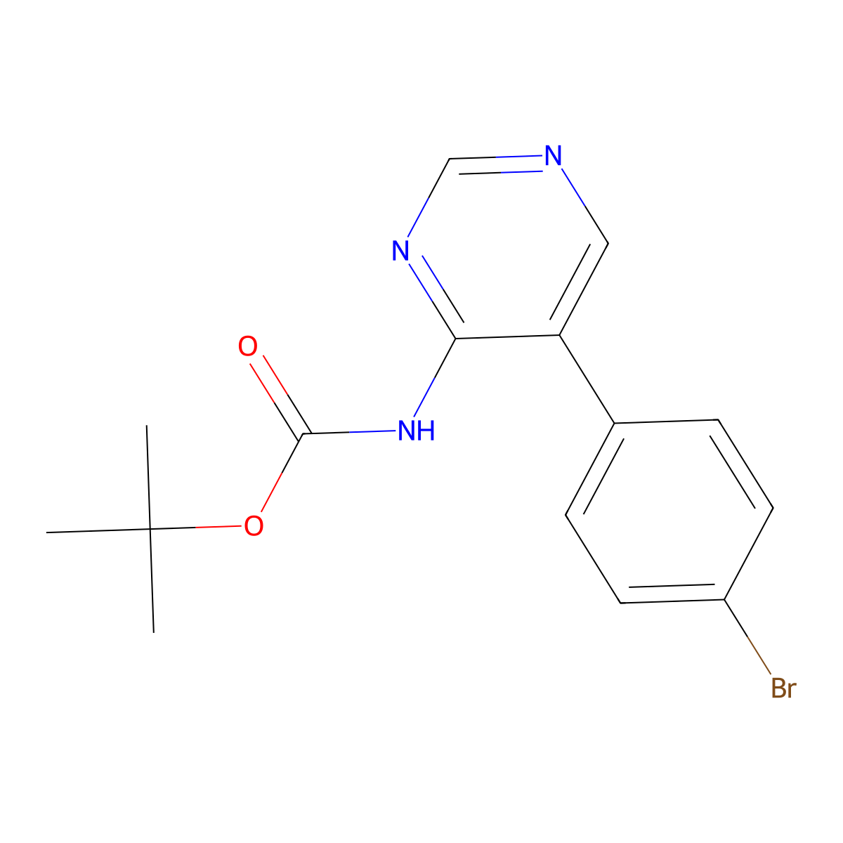 tert-butyl N-[5-(4-bromophenyl)pyrimidin-4-yl]carbamate molecular structure, CAS 2680671-63-8