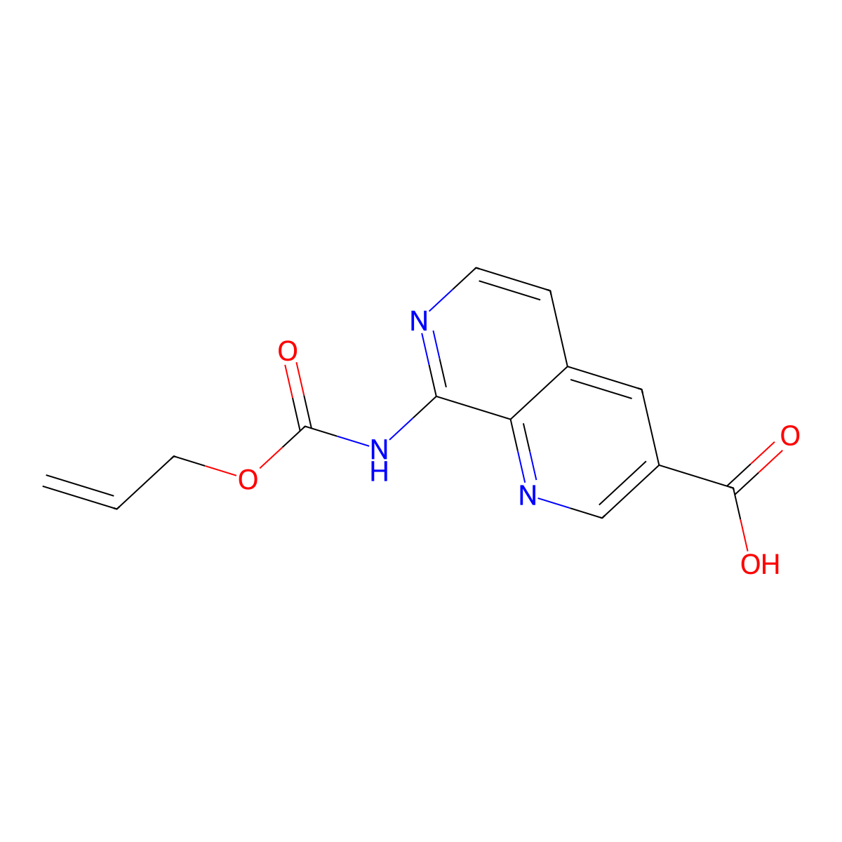 8-{[(Prop-2-en-1-yloxy)carbonyl]amino}-1,7-naphthyridine-3-carboxylic acid molecular structure, CAS 2680671-64-9