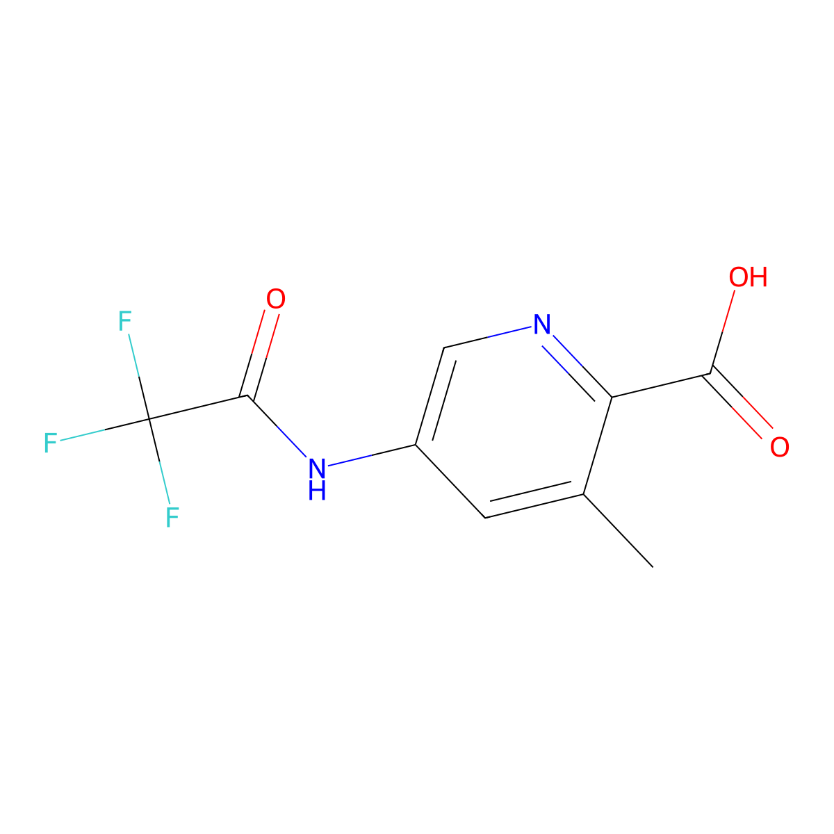 3-Methyl-5-(2,2,2-trifluoroacetamido)pyridine-2-carboxylic acid molecular structure, CAS 2680671-65-0