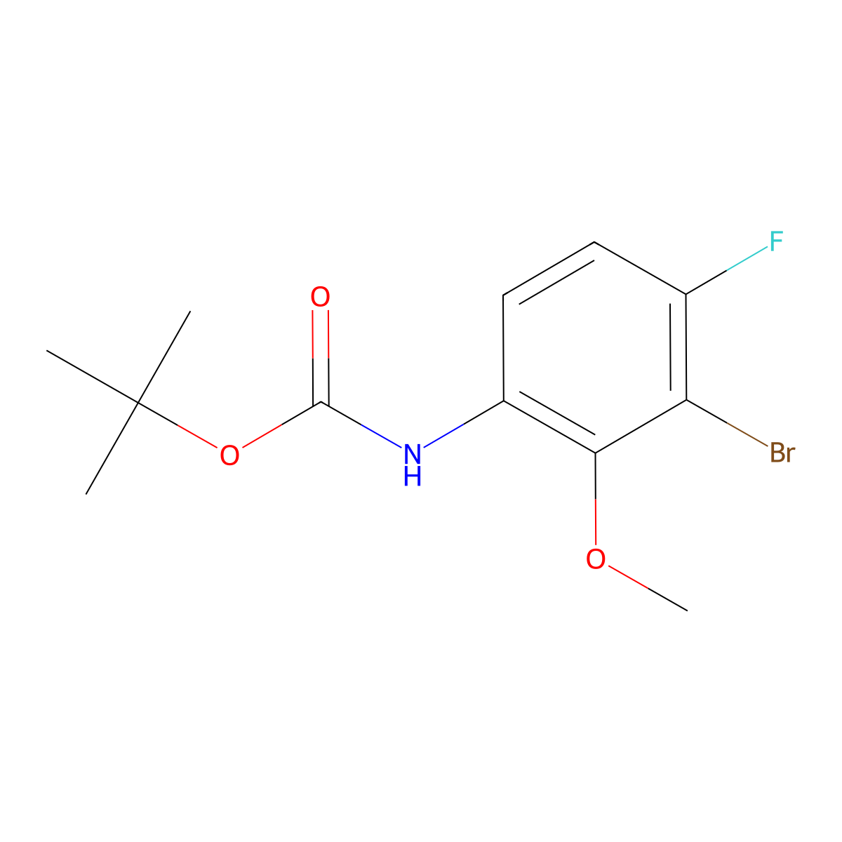 tert-butyl N-(3-bromo-4-fluoro-2-methoxyphenyl)carbamate molecular structure, CAS 2680671-75-2