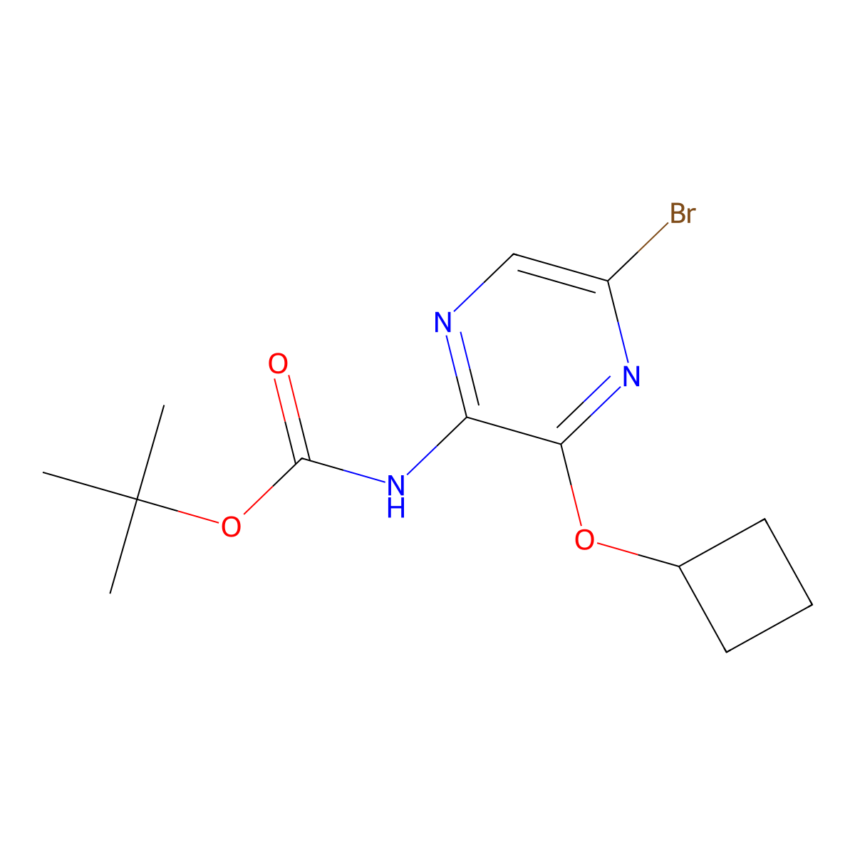 tert-butyl N-(5-bromo-3-cyclobutoxypyrazin-2-yl)carbamate molecular structure, CAS 2680671-79-6