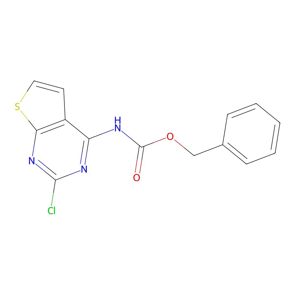 benzyl N-{2-chlorothieno[2,3-d]pyrimidin-4-yl}carbamate molecular structure, CAS 2680671-92-3