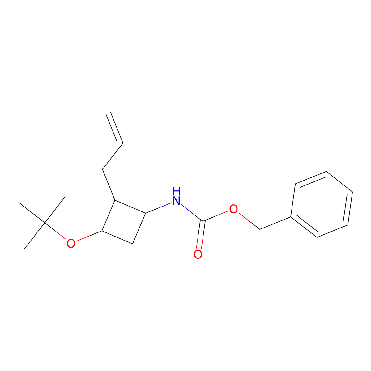 benzyl N-[3-(tert-butoxy)-2-(prop-2-en-1-yl)cyclobutyl]carbamate molecular structure, CAS 2680671-98-9