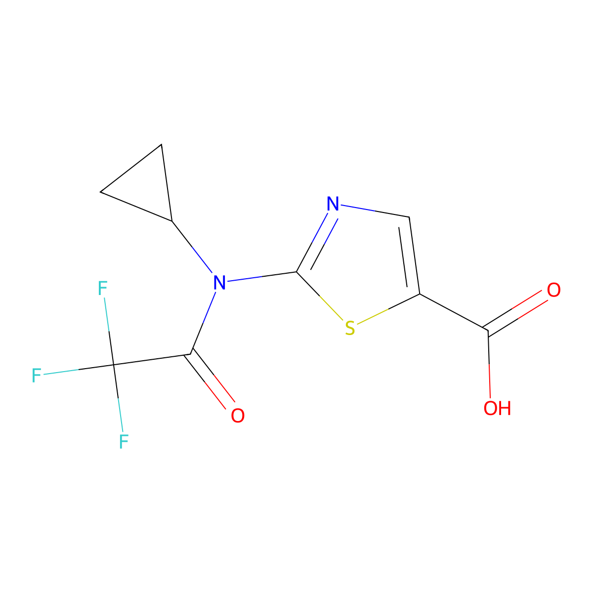 2-(N-cyclopropyl-2,2,2-trifluoroacetamido)-1,3-thiazole-5-carboxylic acid molecular structure, CAS 2680671-99-0