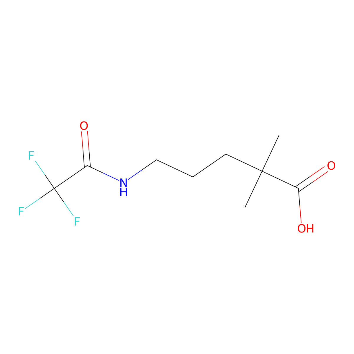 2,2-Dimethyl-5-(trifluoroacetamido)pentanoic acid molecular structure, CAS 2680672-06-2