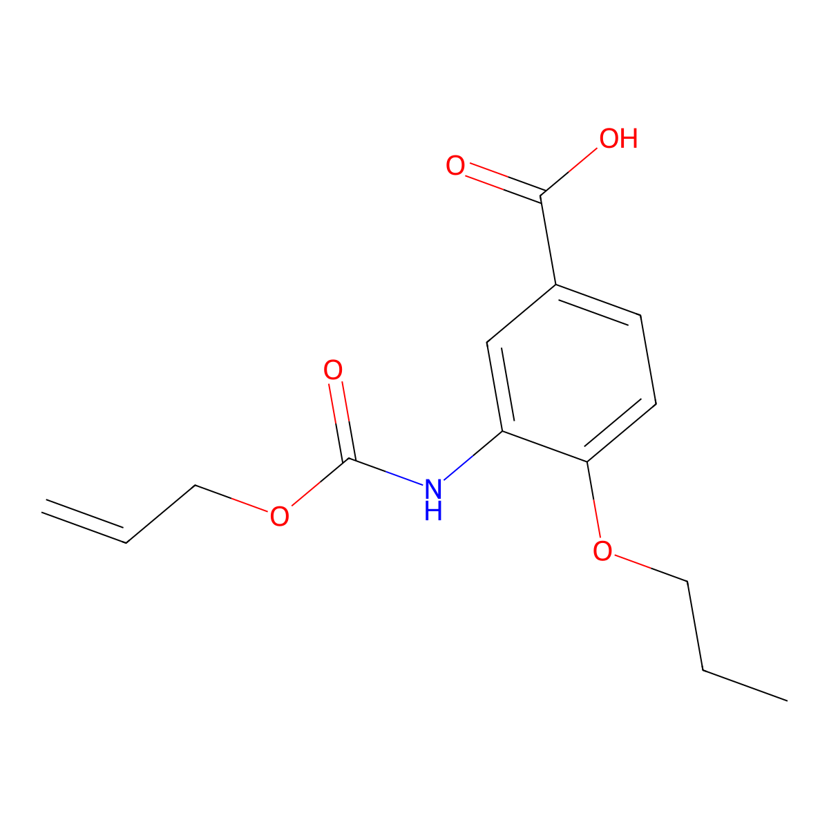 3-{[(Prop-2-en-1-yloxy)carbonyl]amino}-4-propoxybenzoic acid molecular structure, CAS 2680672-10-8